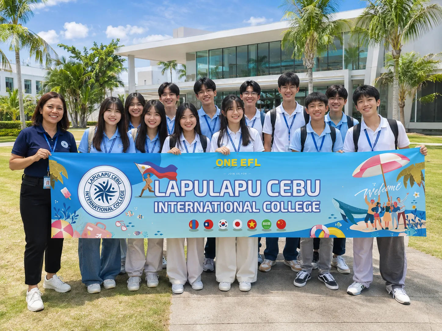 宿霧遊學團校園合影情境照