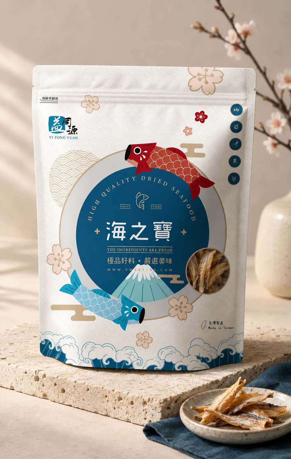 益同源海之寶海味包裝情境照